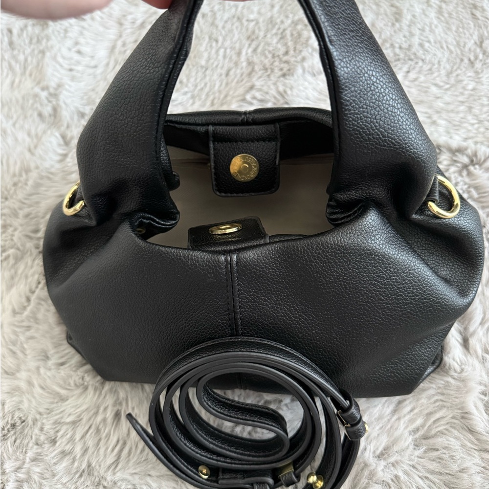 SHEIN Elegant Black Shoulder Bag with Gold Details